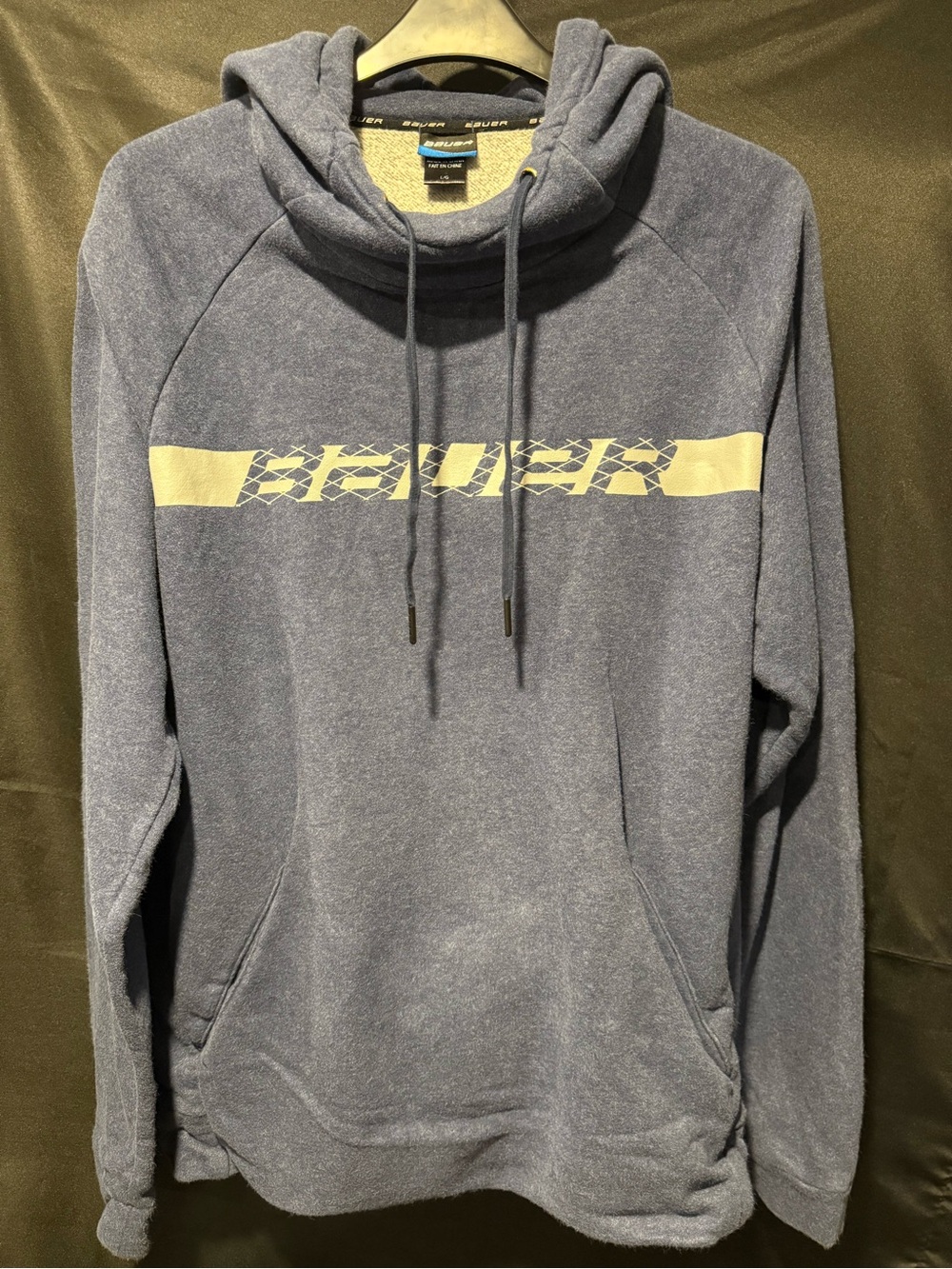 Bauer Navy Blue Hooded Pullover with White Chest Stripe